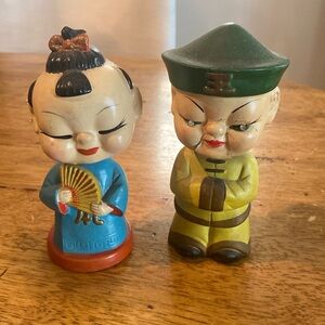 Antique Japanese bobble heads please note theirs some damage on the male.